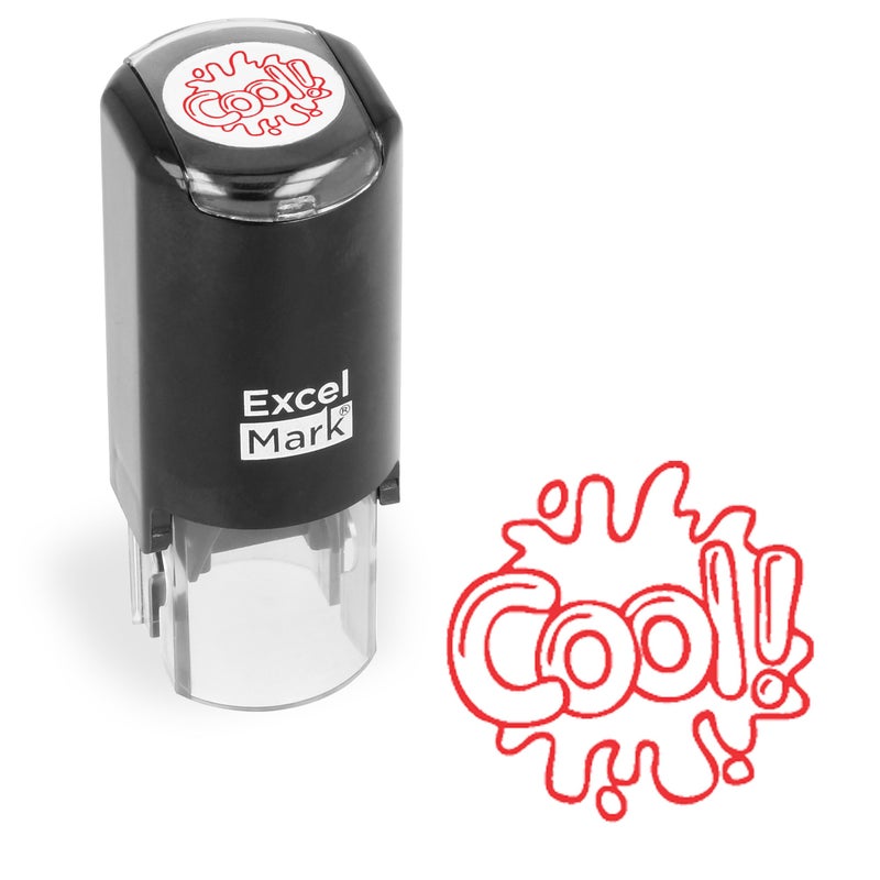 ExcelMark Round Teacher Stamp - Cool! - RED Ink - Image 1